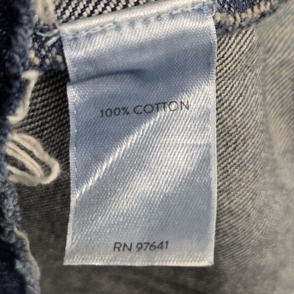 J Jill Denim Chambray Utility Jacket Button Up Raw Hem S Petite Closet Staple - Picture 3 of 9